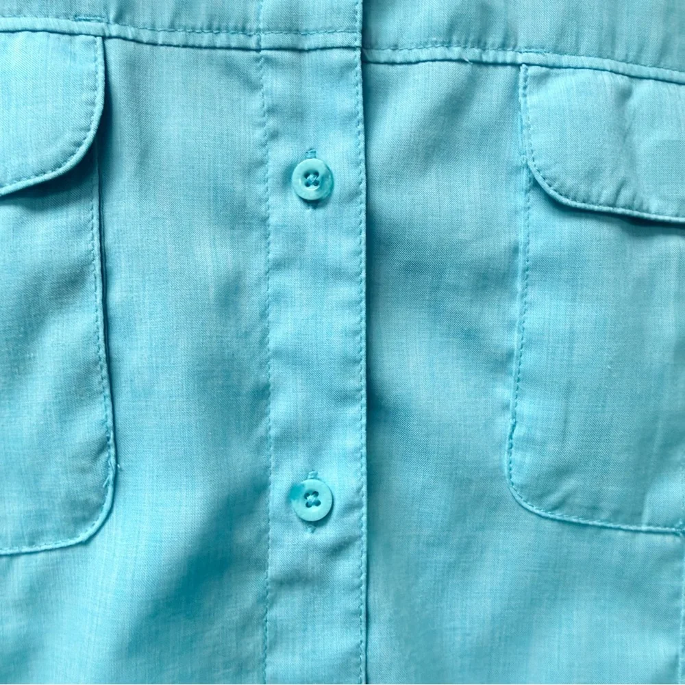 Magellan Outdoors Teal Fishing Shirt 1X Classic Fit Button Down Top - Picture 3 of 8